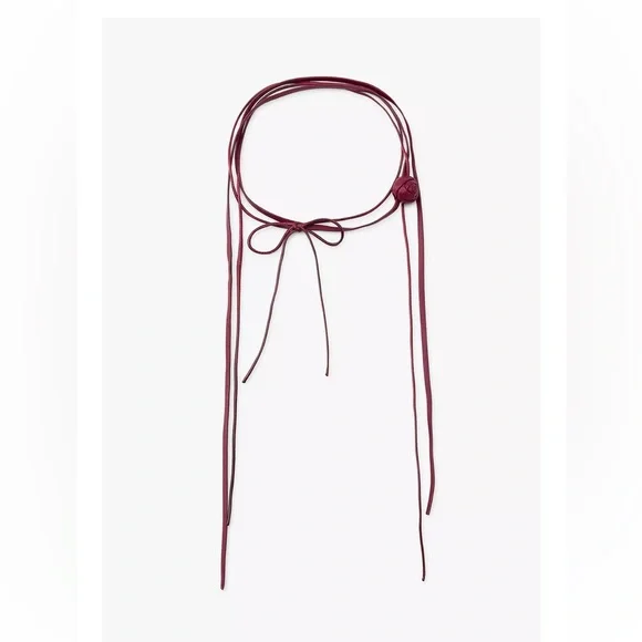 NWOT Zara Floral Double Choker Leather Necklace - Picture 4 of 7